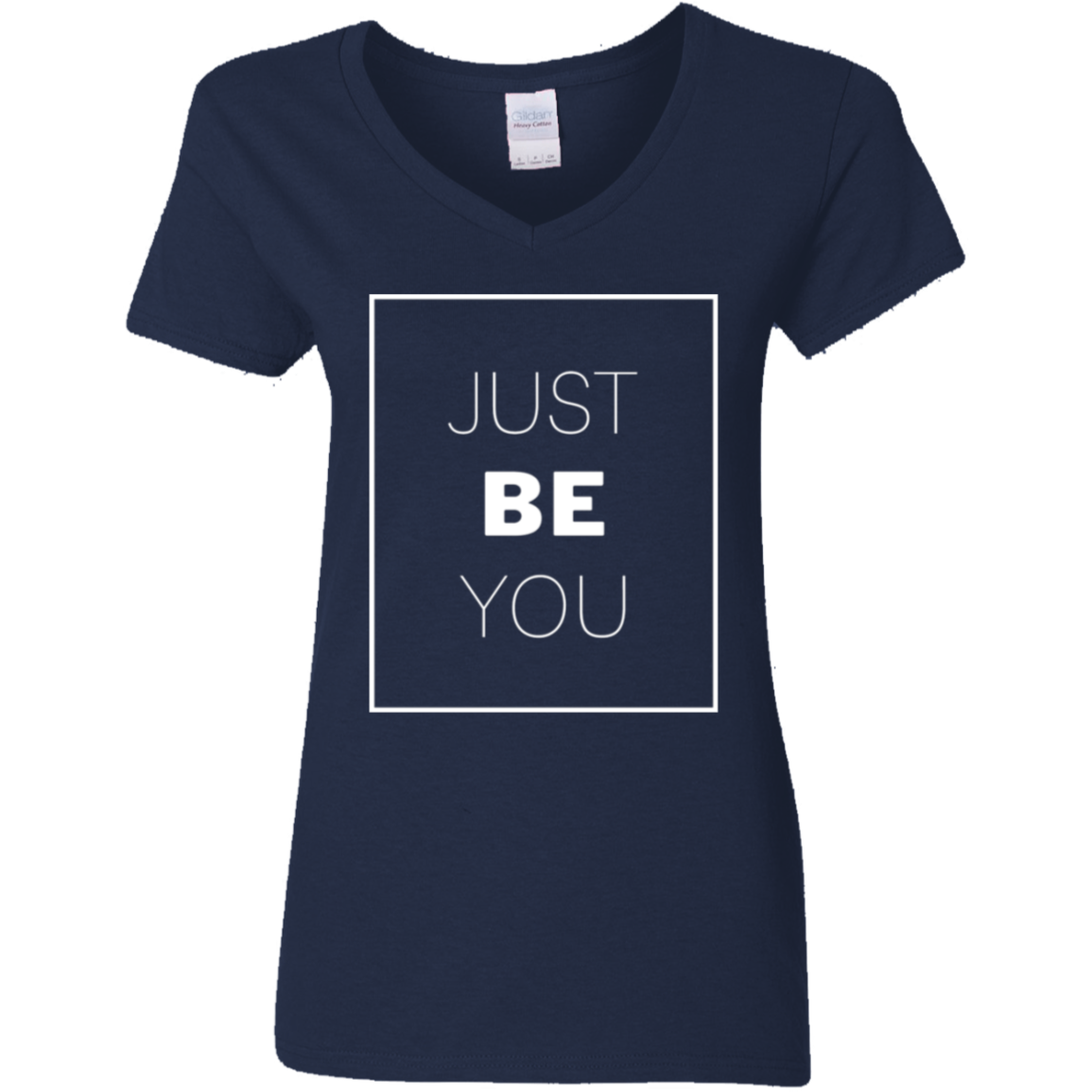 Just Be You White Detailed Ladies' 5.3 oz. V-Neck T-Shirt