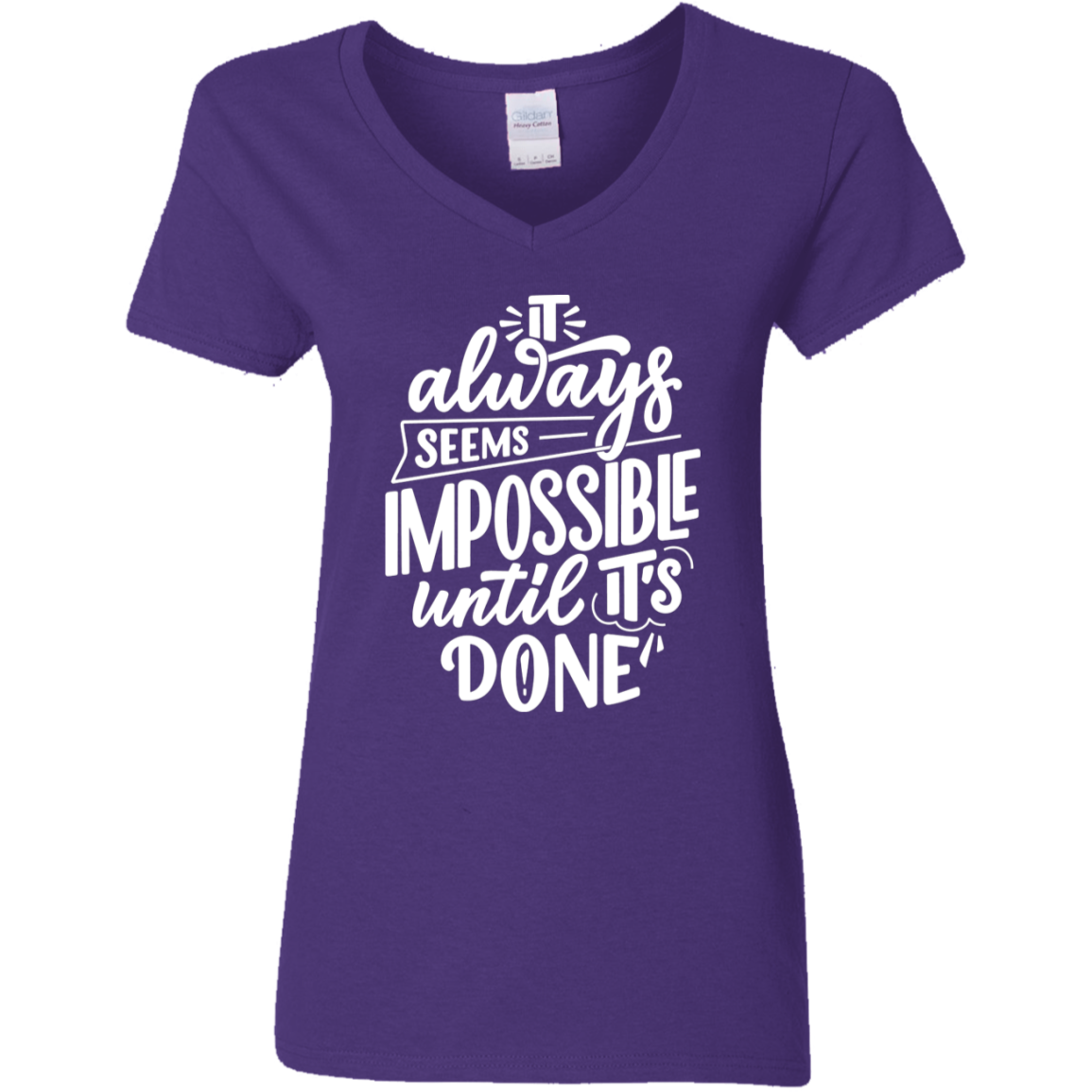 Until It's Done White Detailed Ladies' 5.3 oz. V-Neck T-Shirt