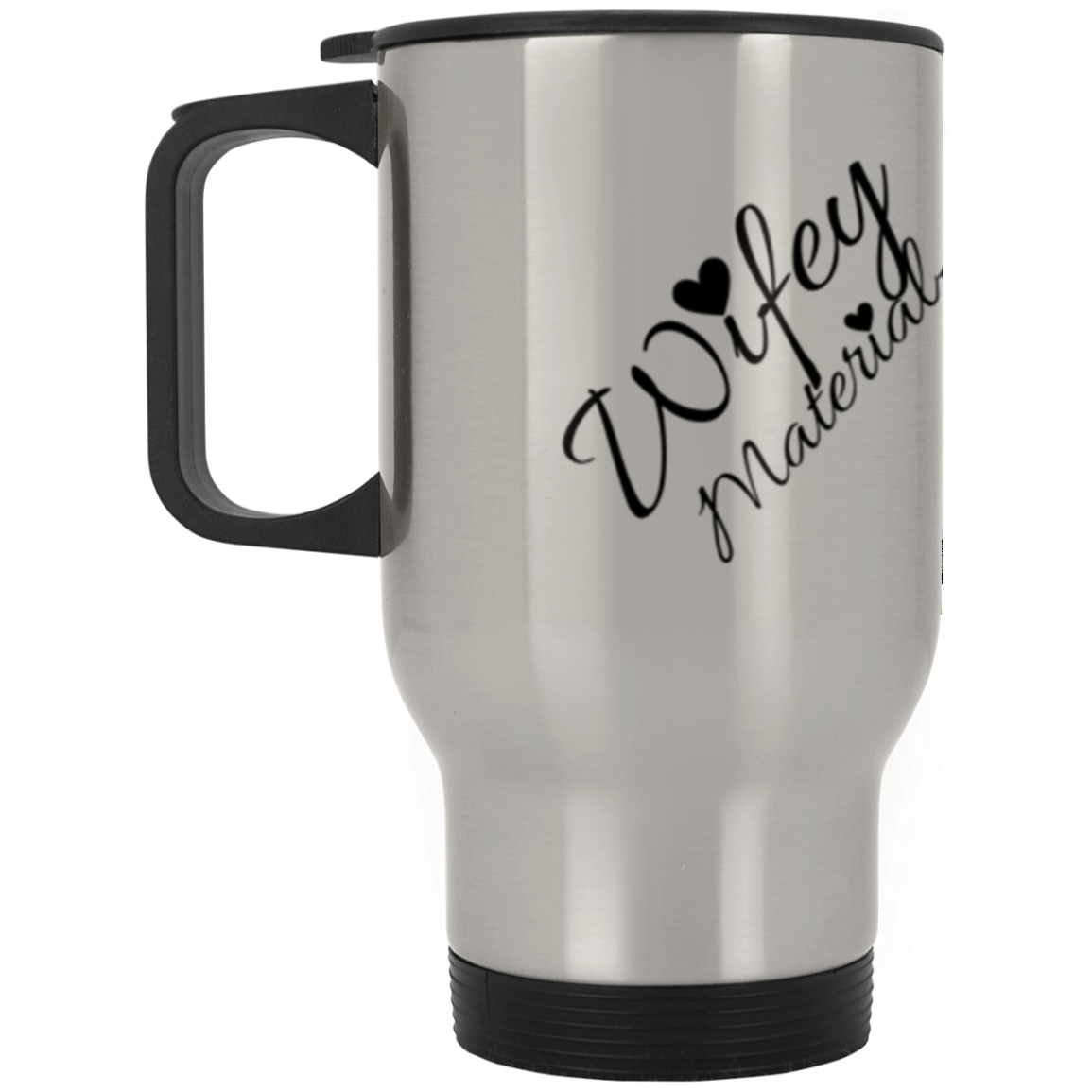 Wifey Material {Super Hero} Silver Stainless Travel Mug