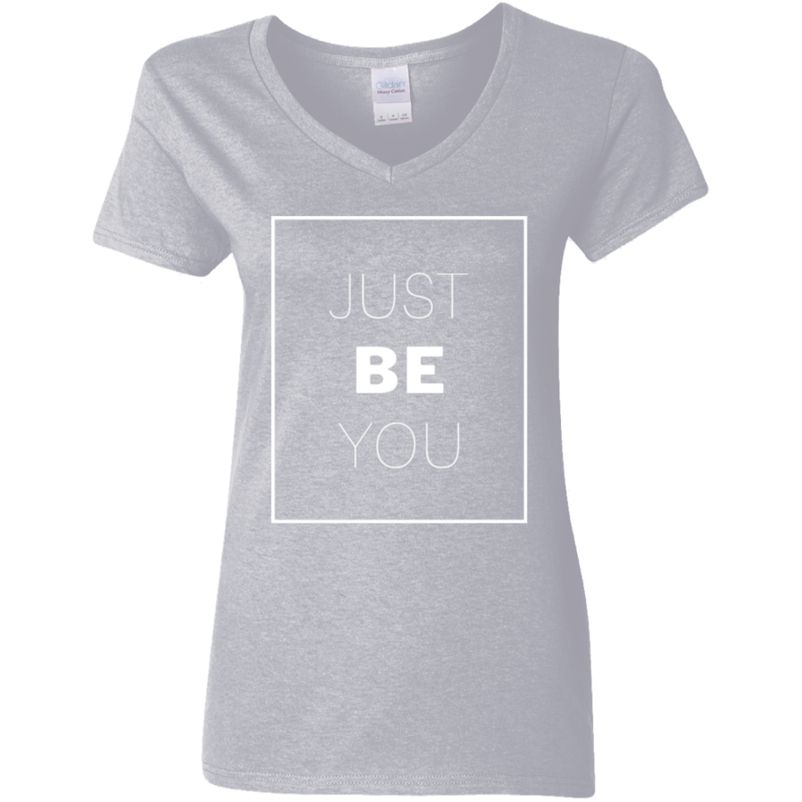 Just Be You White Detailed Ladies' 5.3 oz. V-Neck T-Shirt