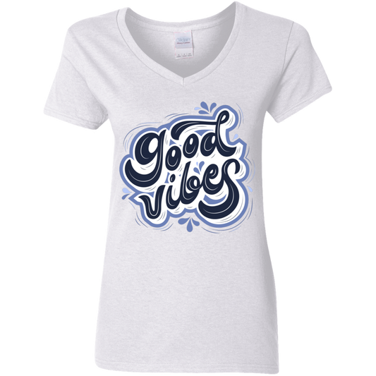 Good Vibes Ladies' 5.3 oz. V-Neck T-Shirt