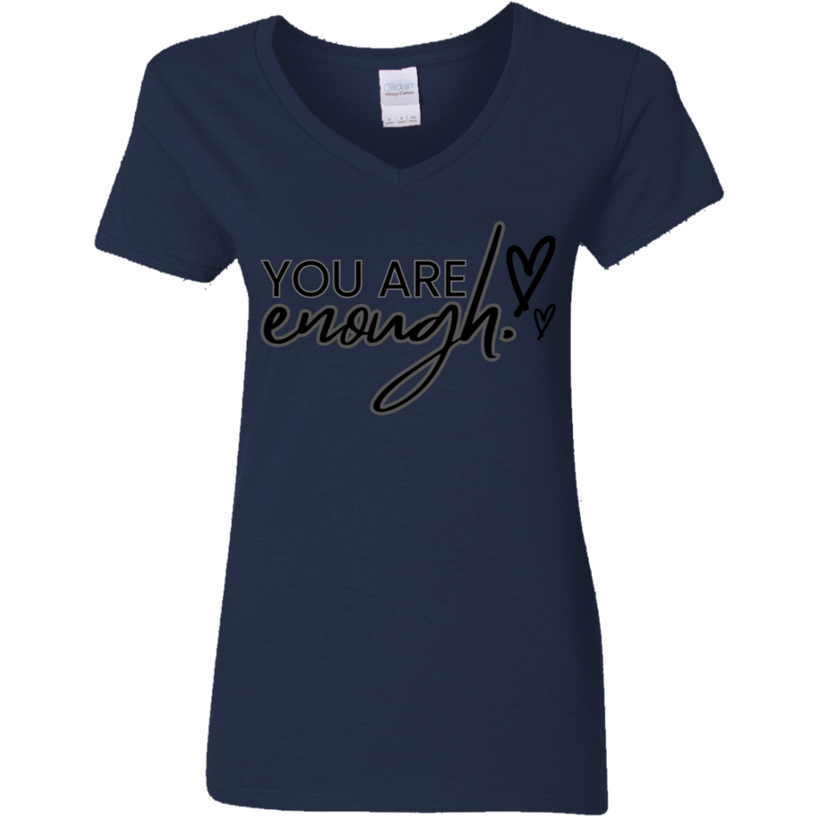 You Are Enough Black Detailed Ladies' 5.3 oz. V-Neck T-Shirt