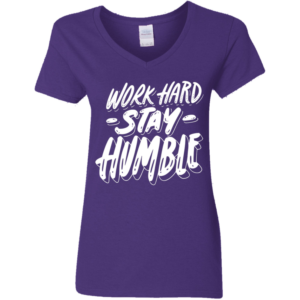 Stay Humble White Detailed Ladies' 5.3 oz. V-Neck T-Shirt