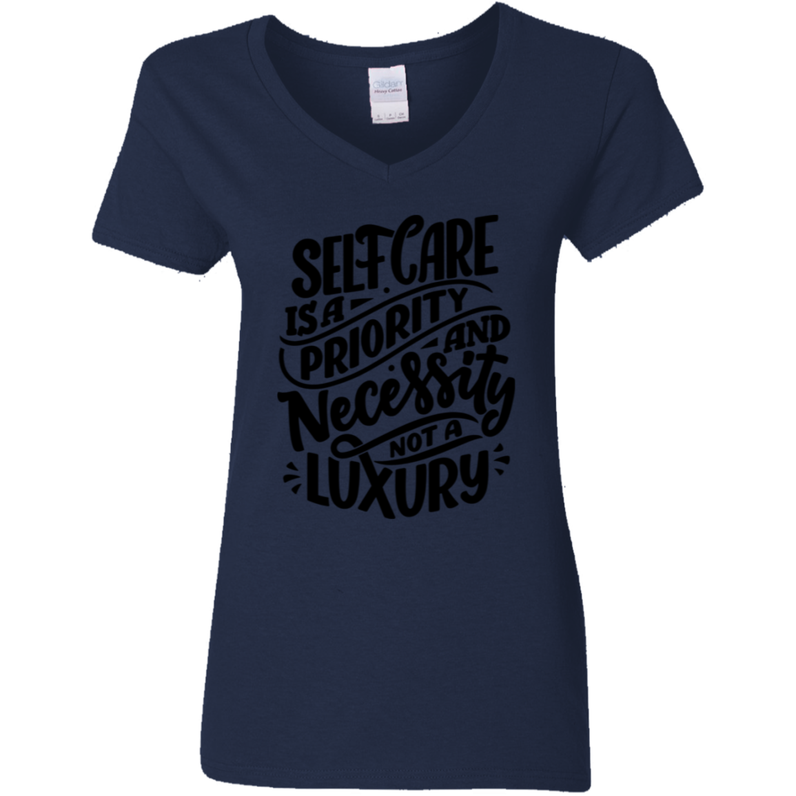 Not A Luxury Black Detailed Ladies' 5.3 oz. V-Neck T-Shirt