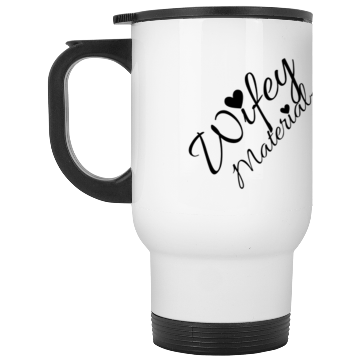 Wifey Material {Super Hero} White Travel Mug