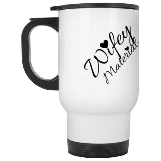 Wifey Material {Super Hero} White Travel Mug