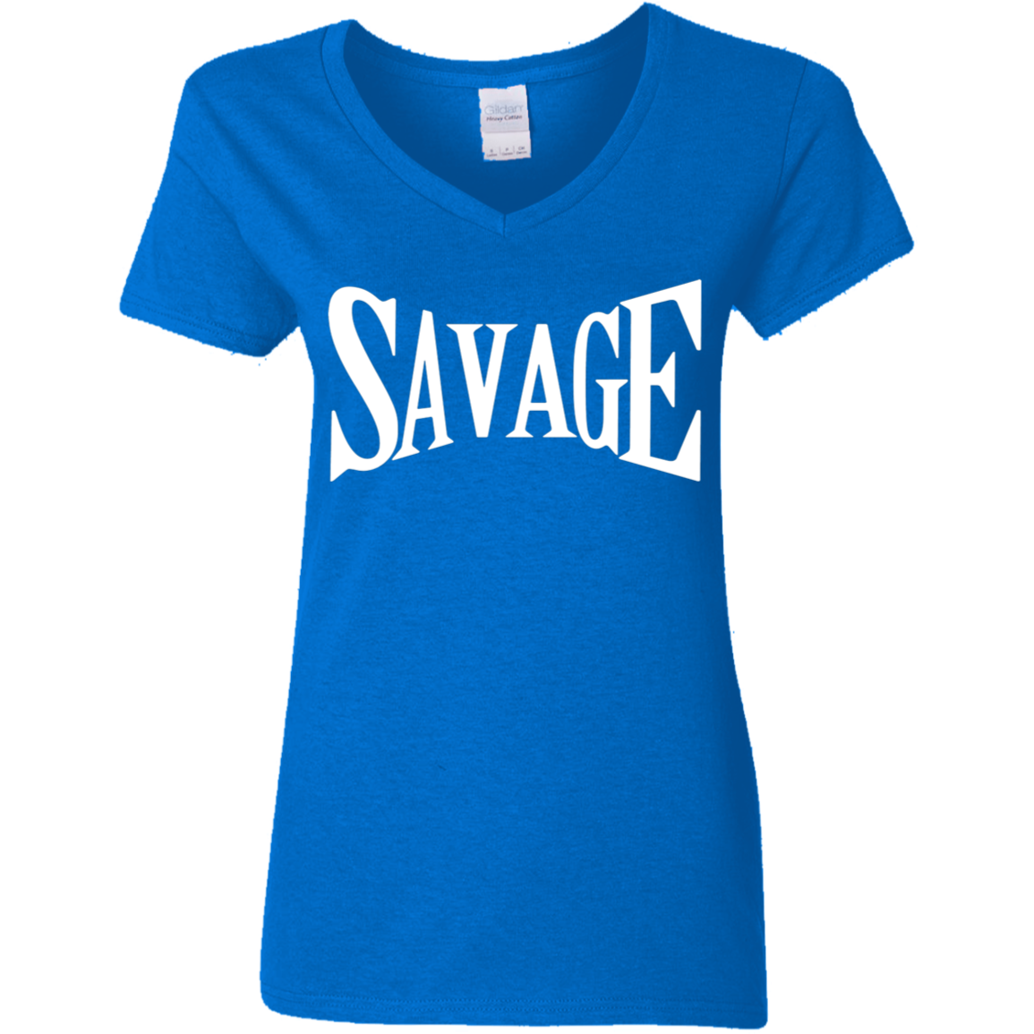 Savage White Detailed Ladies' 5.3 oz. V-Neck T-Shirt