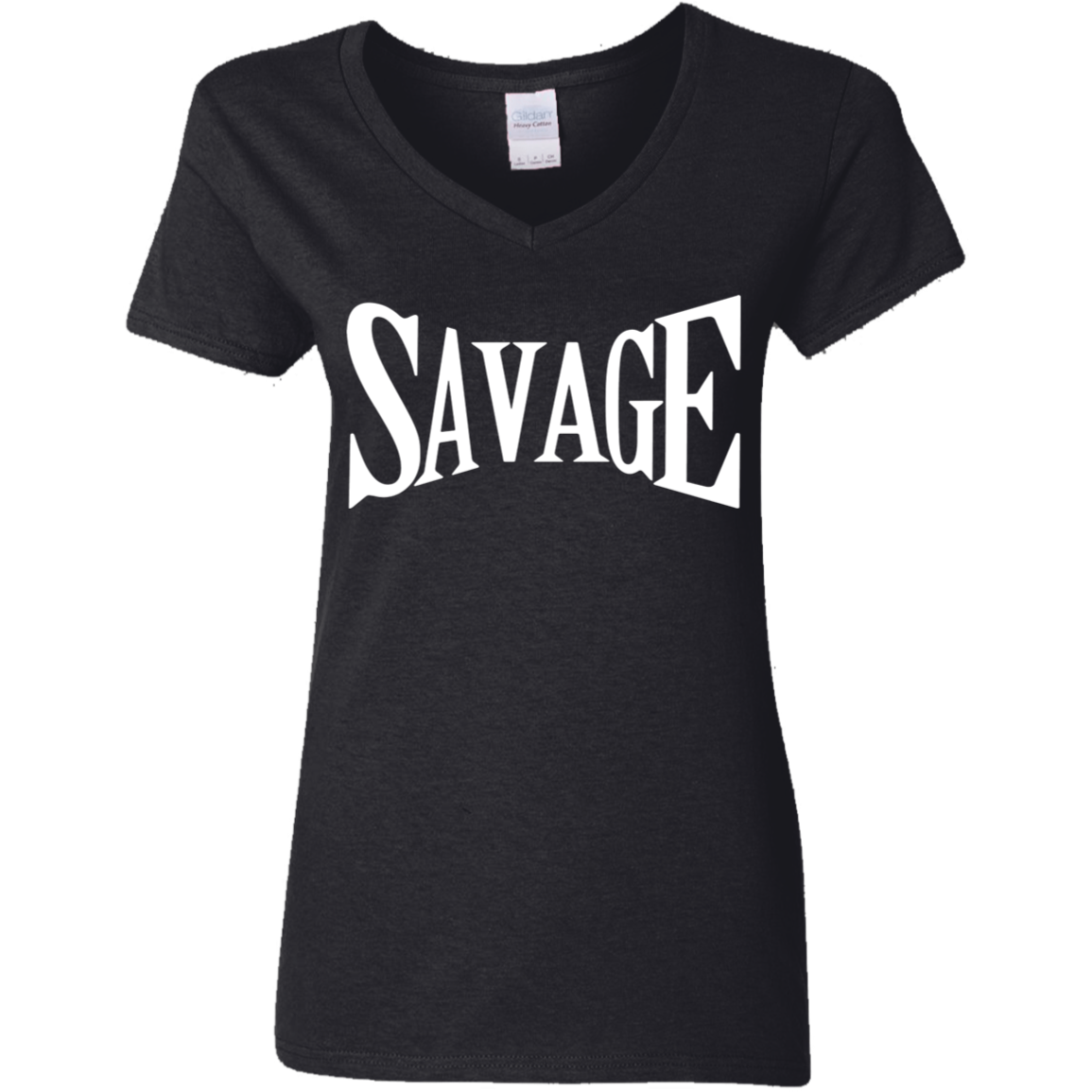 Savage White Detailed Ladies' 5.3 oz. V-Neck T-Shirt