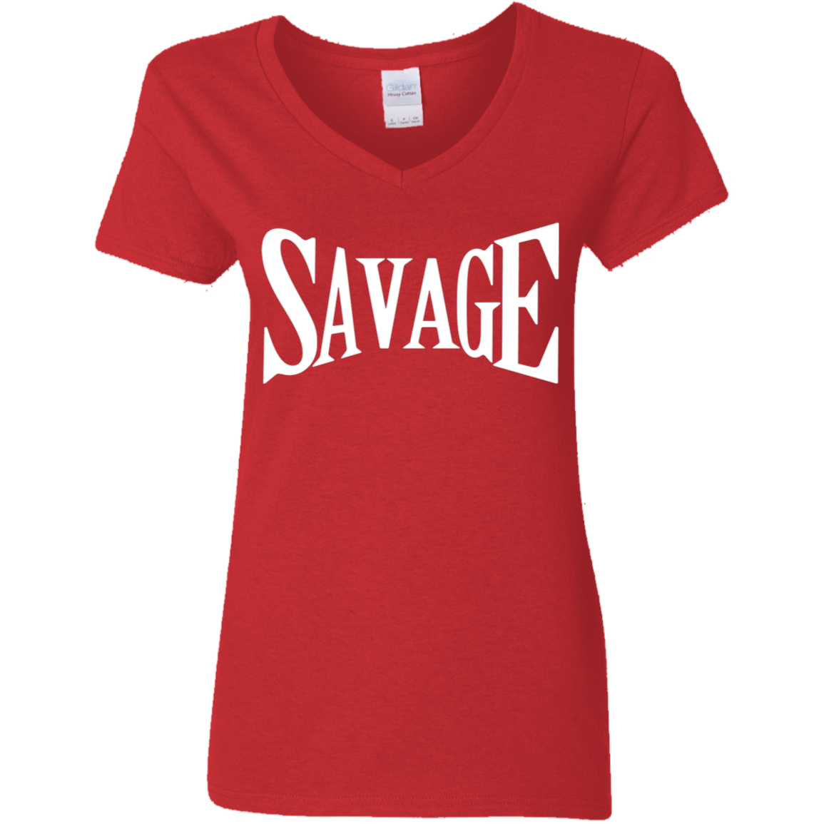 Savage White Detailed Ladies' 5.3 oz. V-Neck T-Shirt