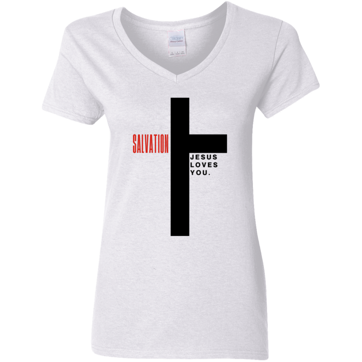 Salvation Black Detailed Ladies' 5.3 oz. V-Neck T-Shirt