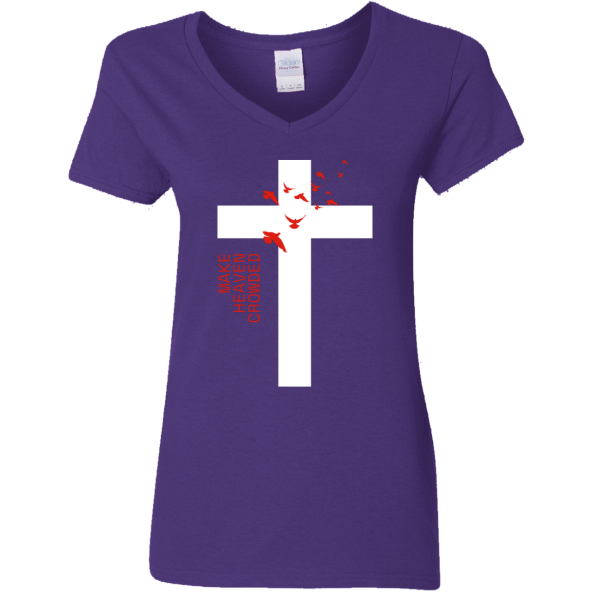 Crowded White Detailed Ladies' 5.3 oz. V-Neck T-Shirt