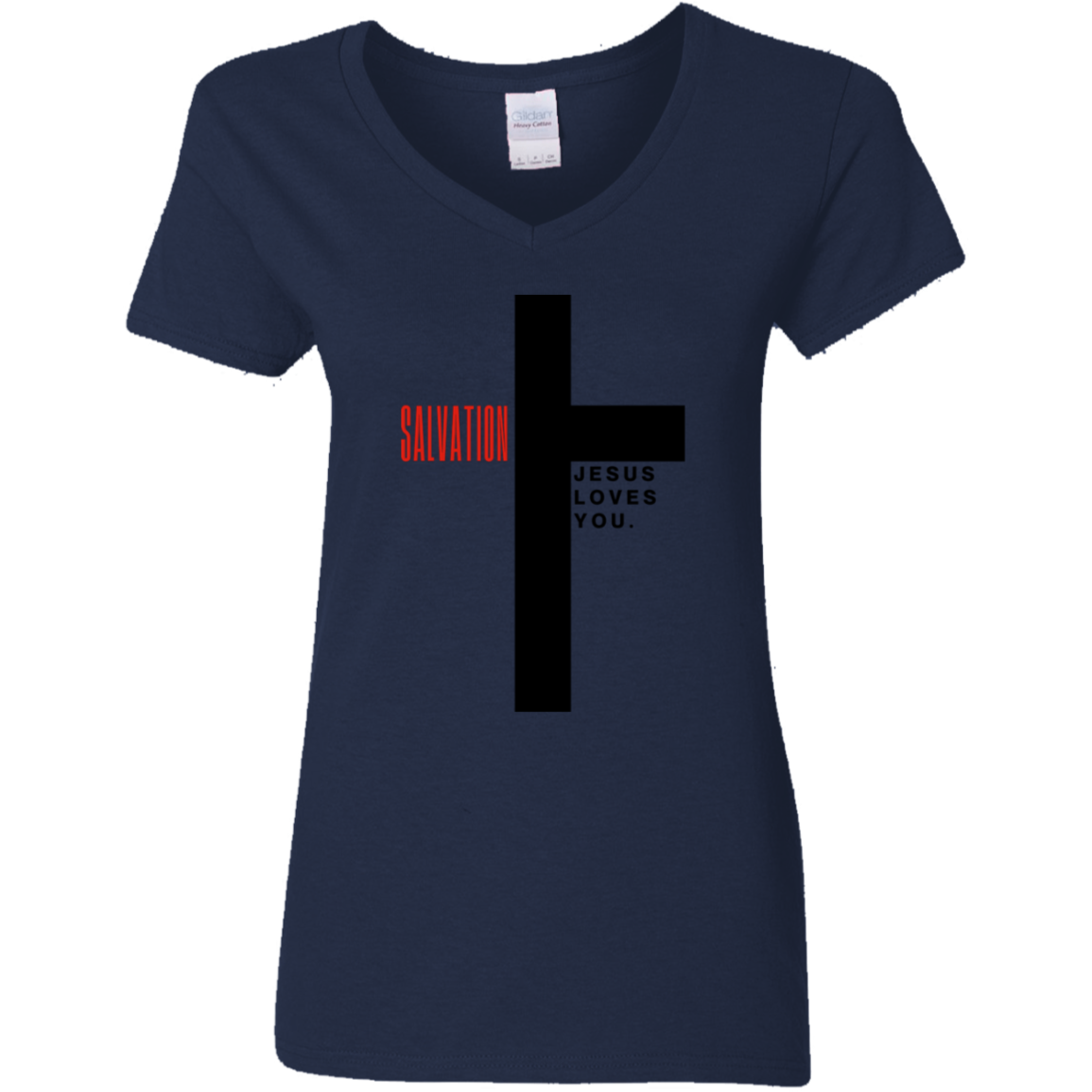 Salvation Black Detailed Ladies' 5.3 oz. V-Neck T-Shirt