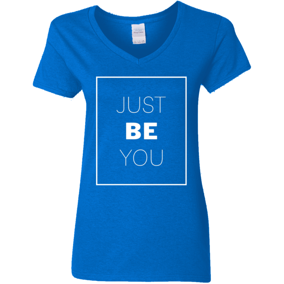 Just Be You White Detailed Ladies' 5.3 oz. V-Neck T-Shirt