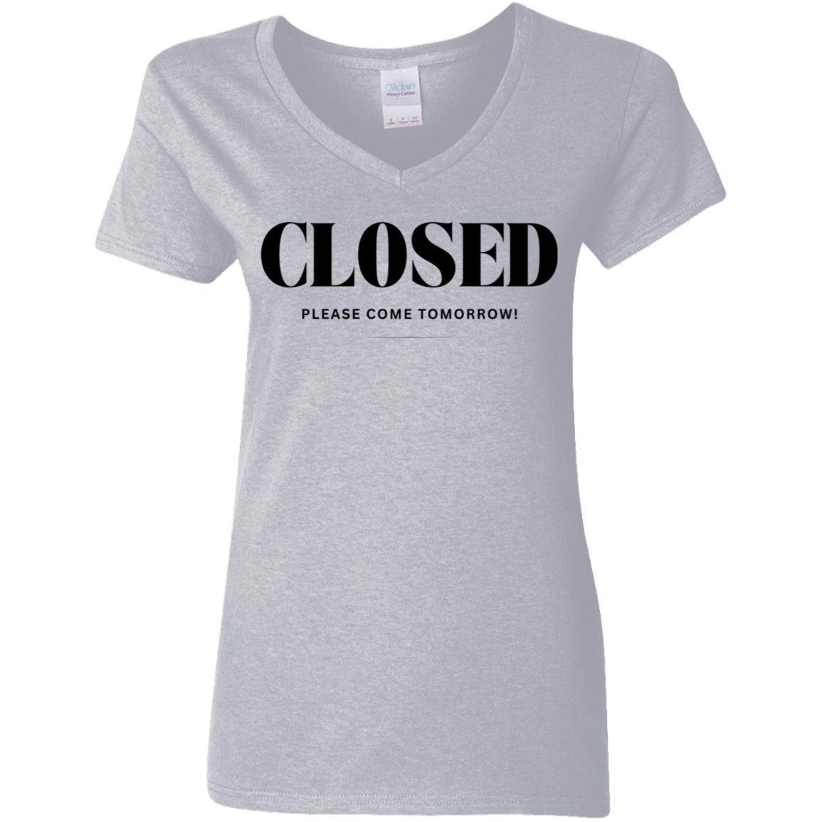 Closed Black Detail Ladies' 5.3 oz. V-Neck T-Shirt