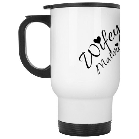 Wifey Material Plain White Travel Mug