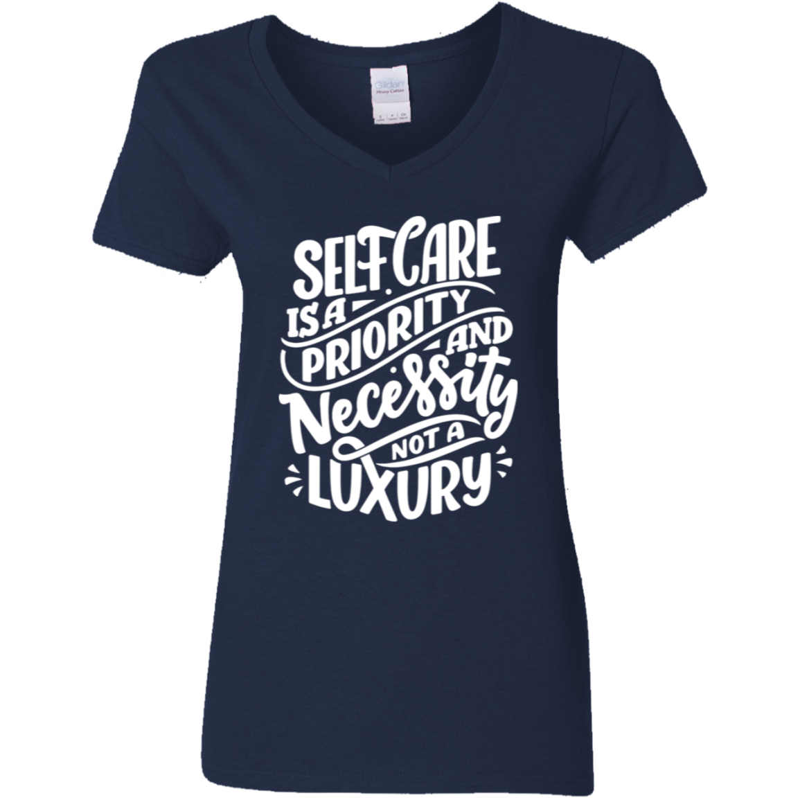 Not A Luxury White Detailed Ladies' 5.3 oz. V-Neck T-Shirt