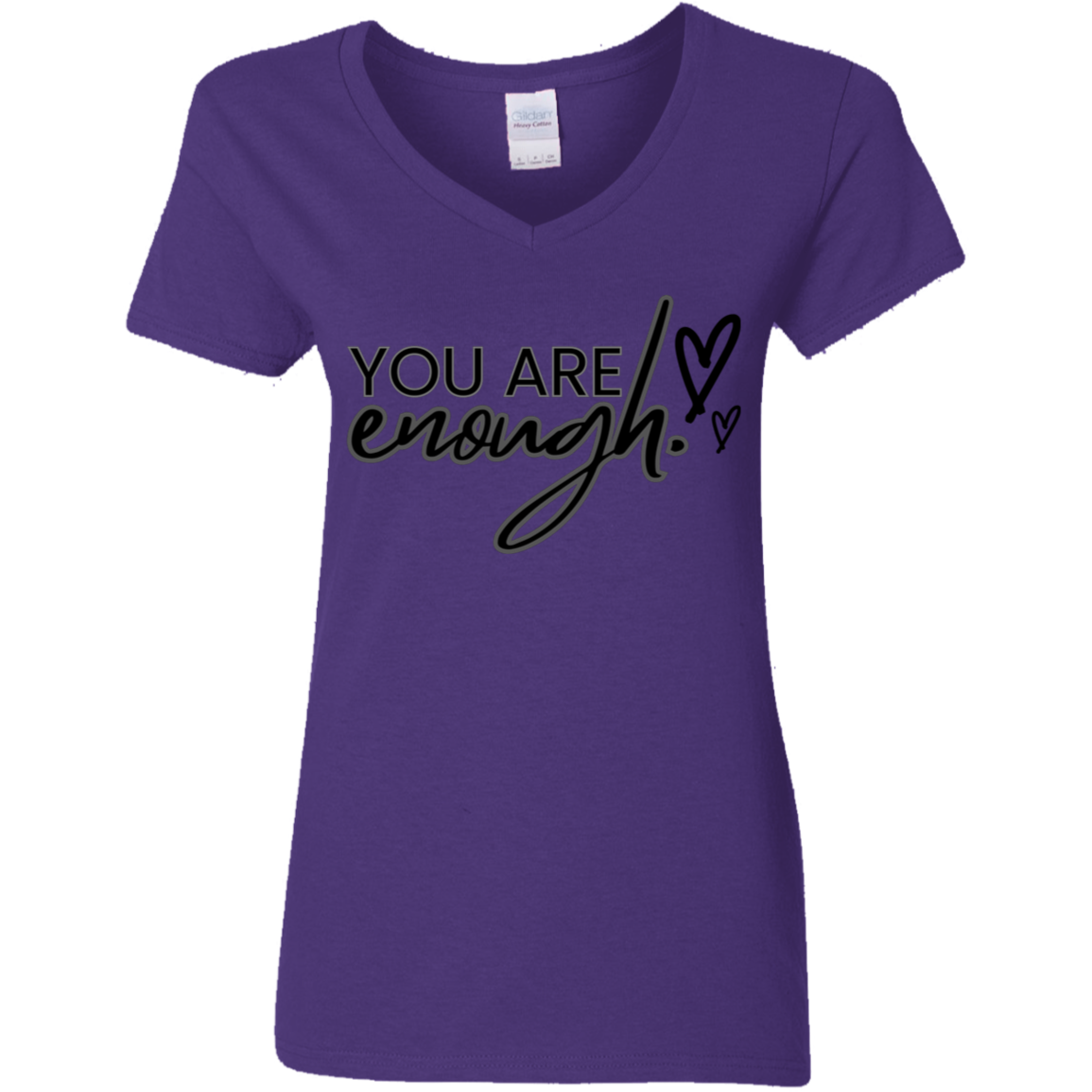 You Are Enough Black Detailed Ladies' 5.3 oz. V-Neck T-Shirt