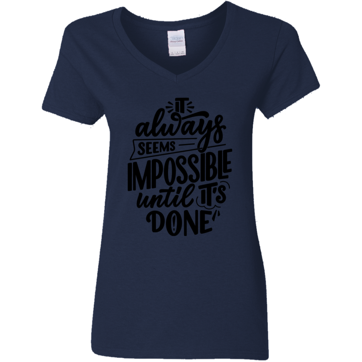 Until It's Done Black Detailed Ladies' 5.3 oz. V-Neck T-Shirt