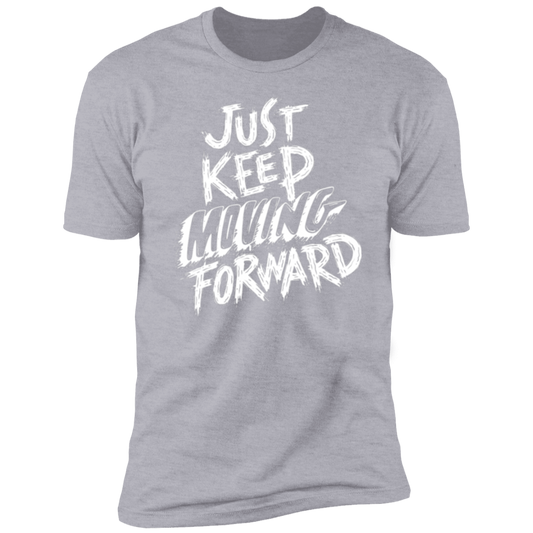 Keep Moving White Detailed Men Short Sleeve T-Shirt