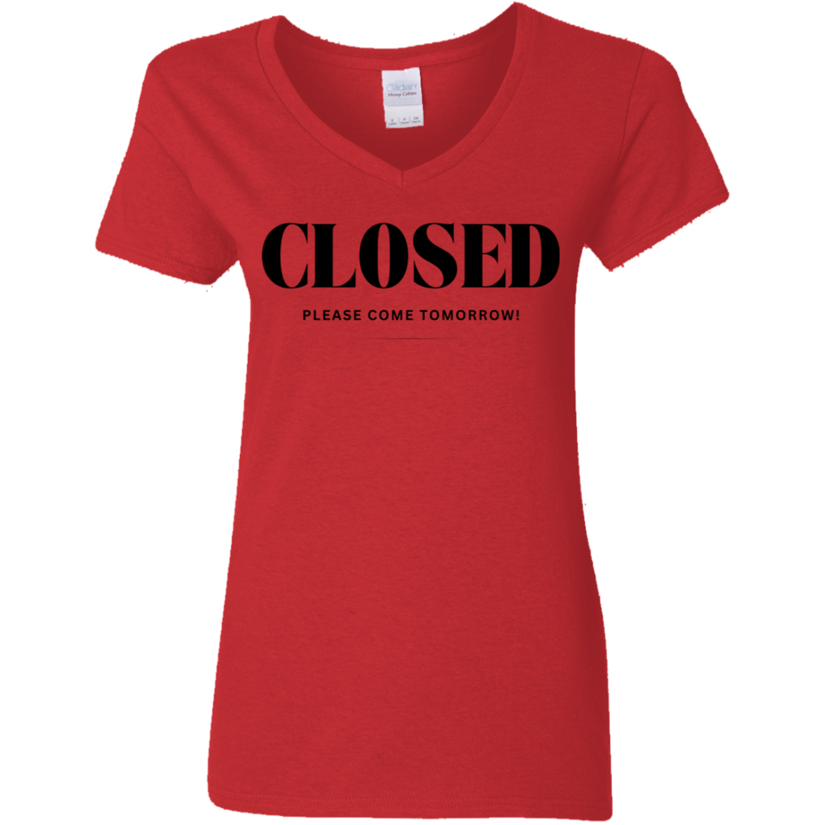 Closed Black Detail Ladies' 5.3 oz. V-Neck T-Shirt