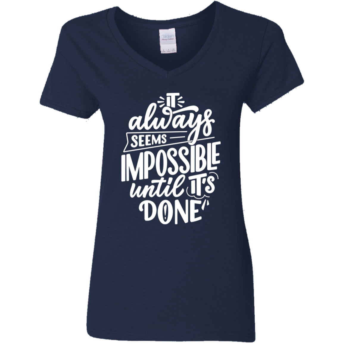 Until It's Done White Detailed Ladies' 5.3 oz. V-Neck T-Shirt