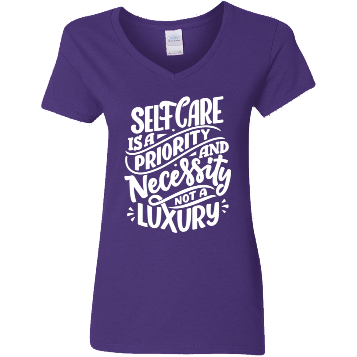 Not A Luxury White Detailed Ladies' 5.3 oz. V-Neck T-Shirt