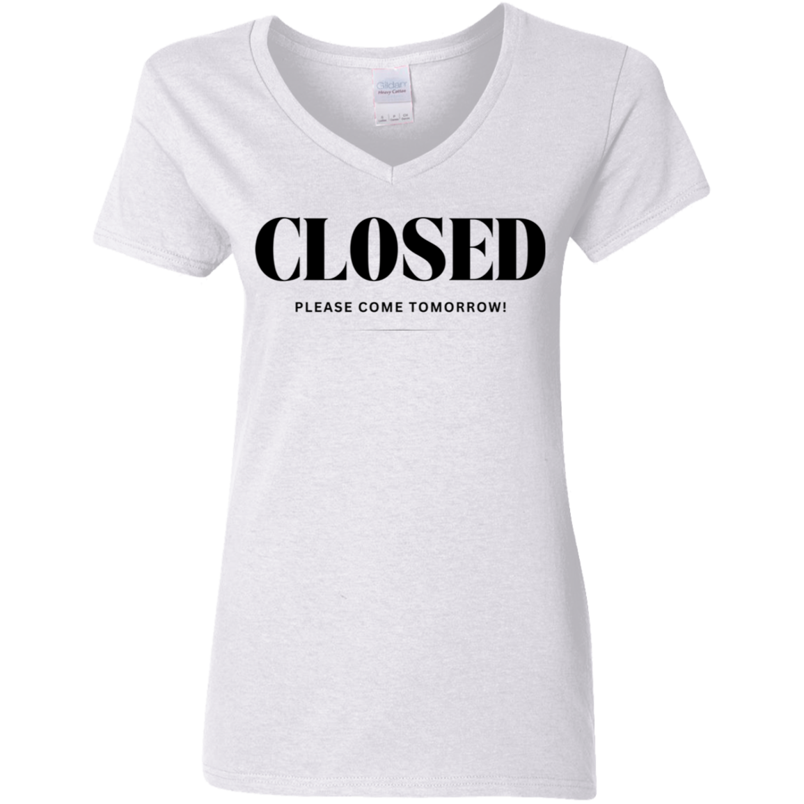 Closed Black Detail Ladies' 5.3 oz. V-Neck T-Shirt