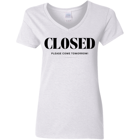 Closed Black Detail Ladies' 5.3 oz. V-Neck T-Shirt