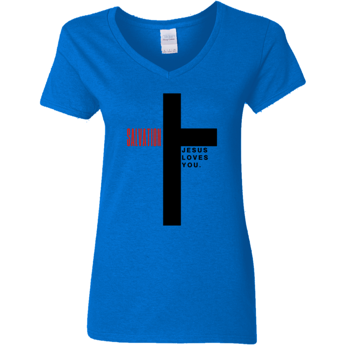 Salvation Black Detailed Ladies' 5.3 oz. V-Neck T-Shirt