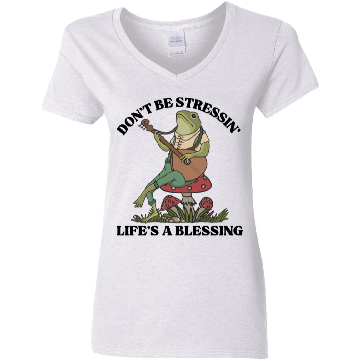 Life's A Blessing Ladies' 5.3 oz. V-Neck T-Shirt