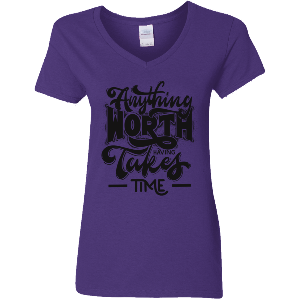 Anything Worth... Black Detailed Ladies' 5.3 oz. V-Neck T-Shirt