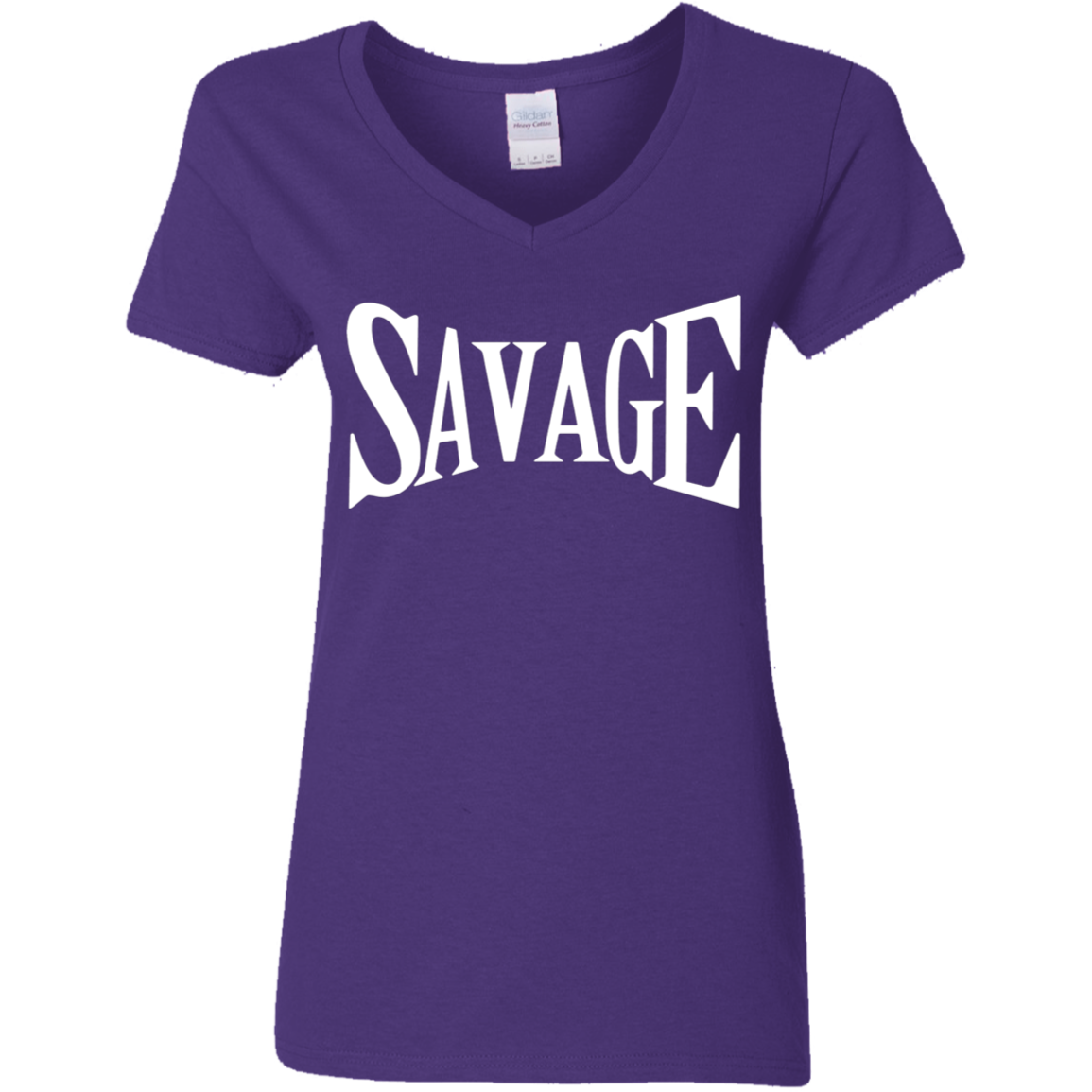 Savage White Detailed Ladies' 5.3 oz. V-Neck T-Shirt