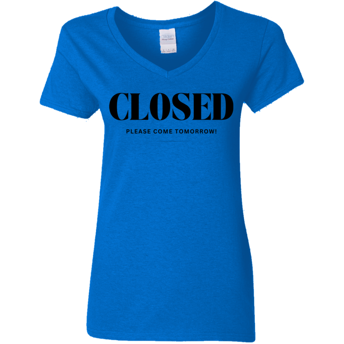 Closed Black Detail Ladies' 5.3 oz. V-Neck T-Shirt