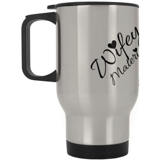 Wifey Material Plain Silver Stainless Travel Mug