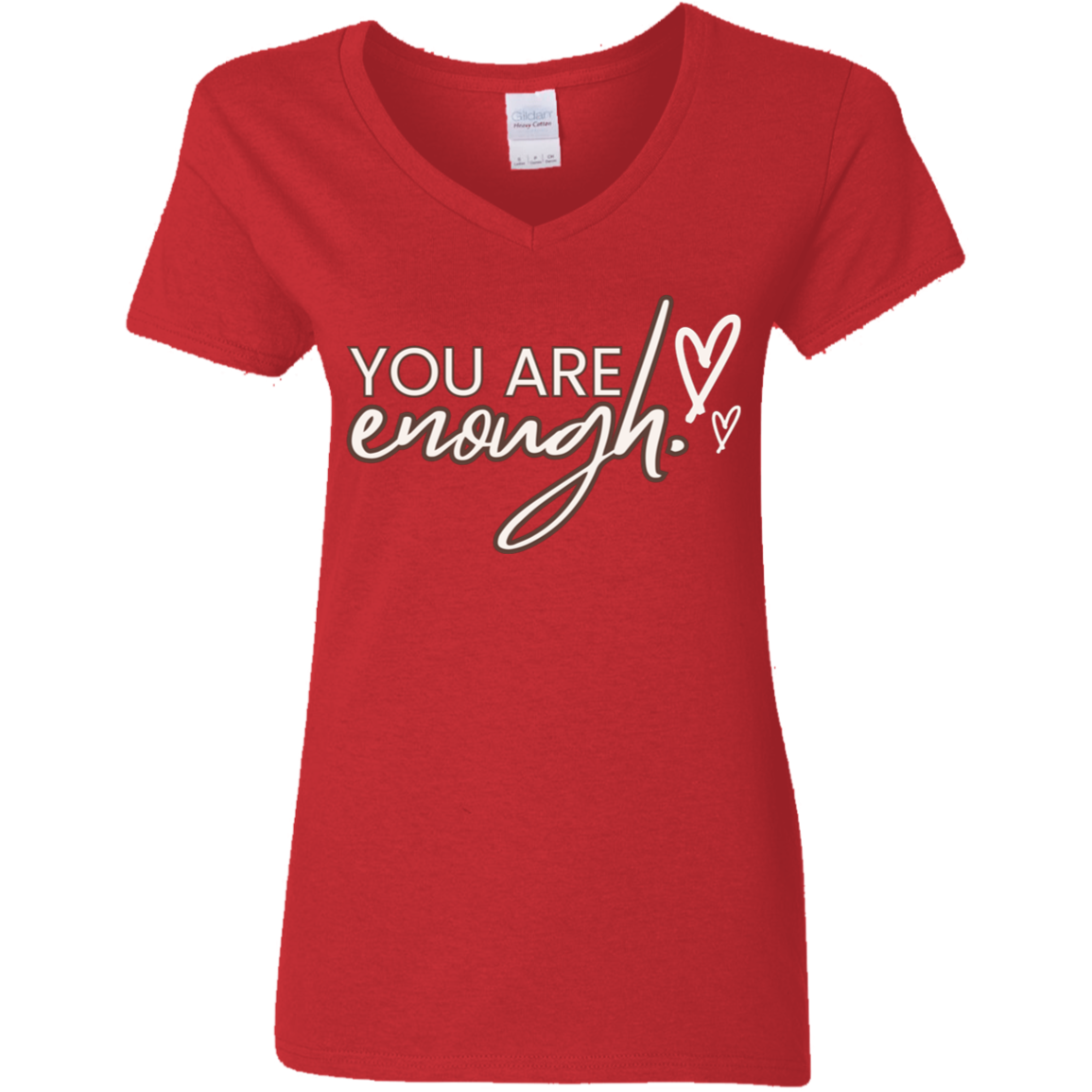 You Are Enough White Detailed Ladies' 5.3 oz. V-Neck T-Shirt