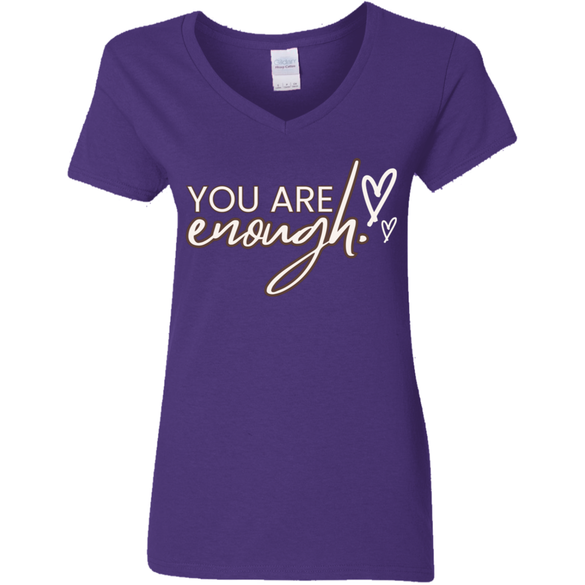 You Are Enough White Detailed Ladies' 5.3 oz. V-Neck T-Shirt