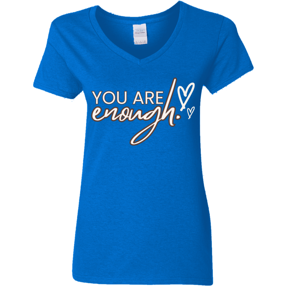 You Are Enough White Detailed Ladies' 5.3 oz. V-Neck T-Shirt