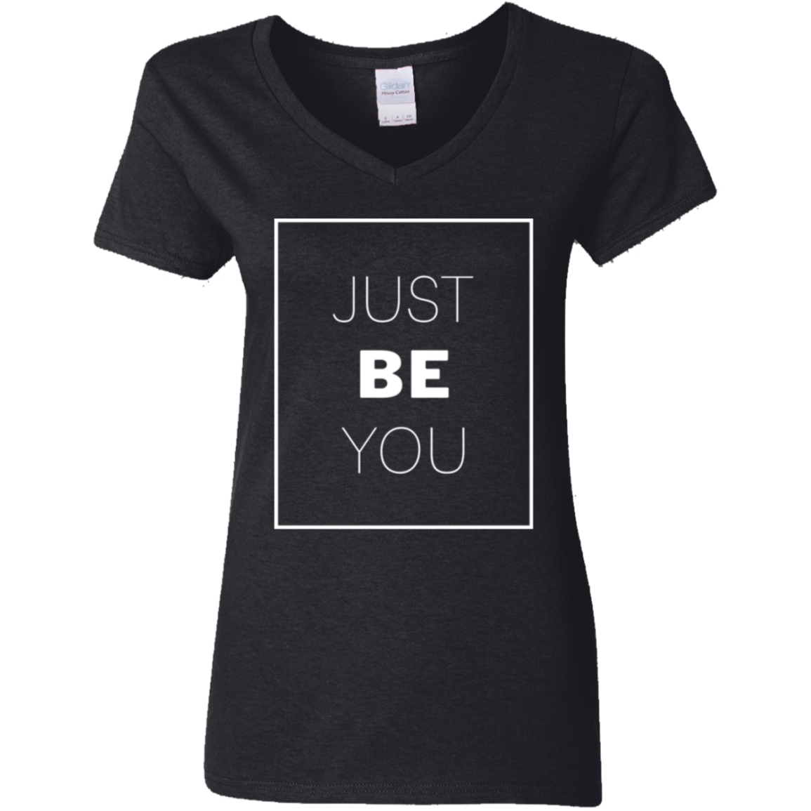 Just Be You White Detailed Ladies' 5.3 oz. V-Neck T-Shirt