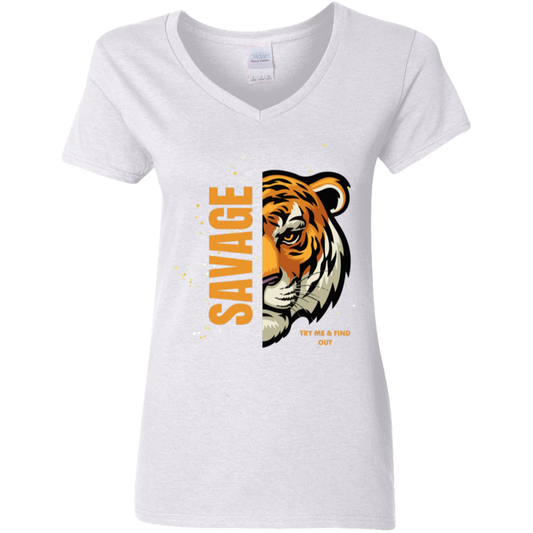 Savage Tiger Ladies' 5.3 oz. V-Neck T-Shirt