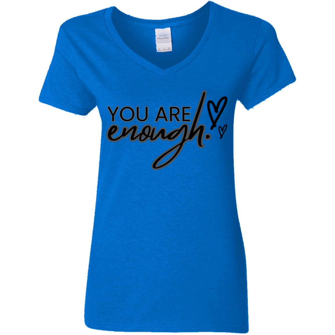 You Are Enough Black Detailed Ladies' 5.3 oz. V-Neck T-Shirt