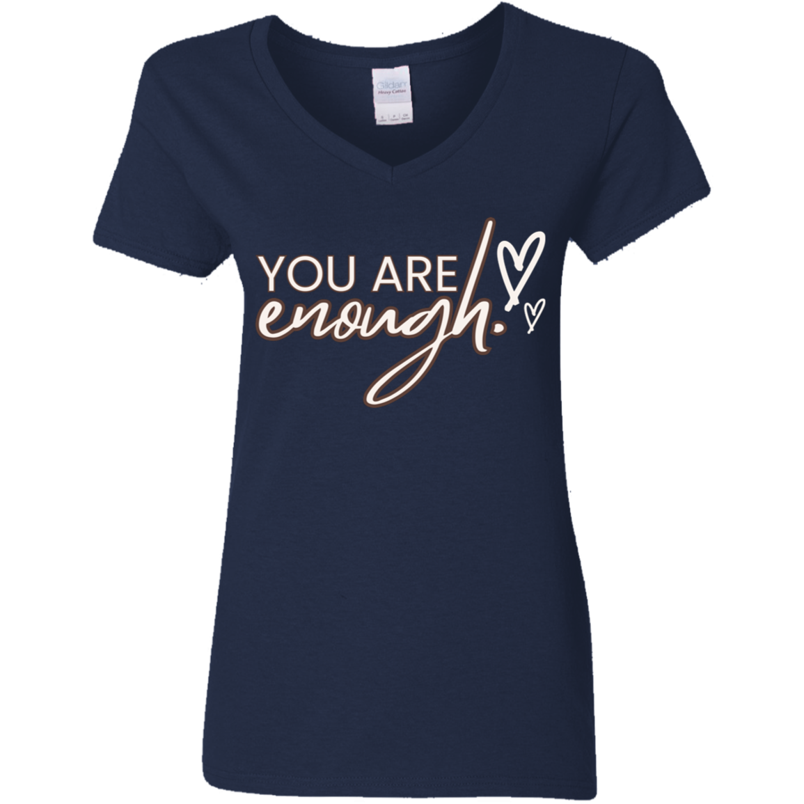 You Are Enough White Detailed Ladies' 5.3 oz. V-Neck T-Shirt