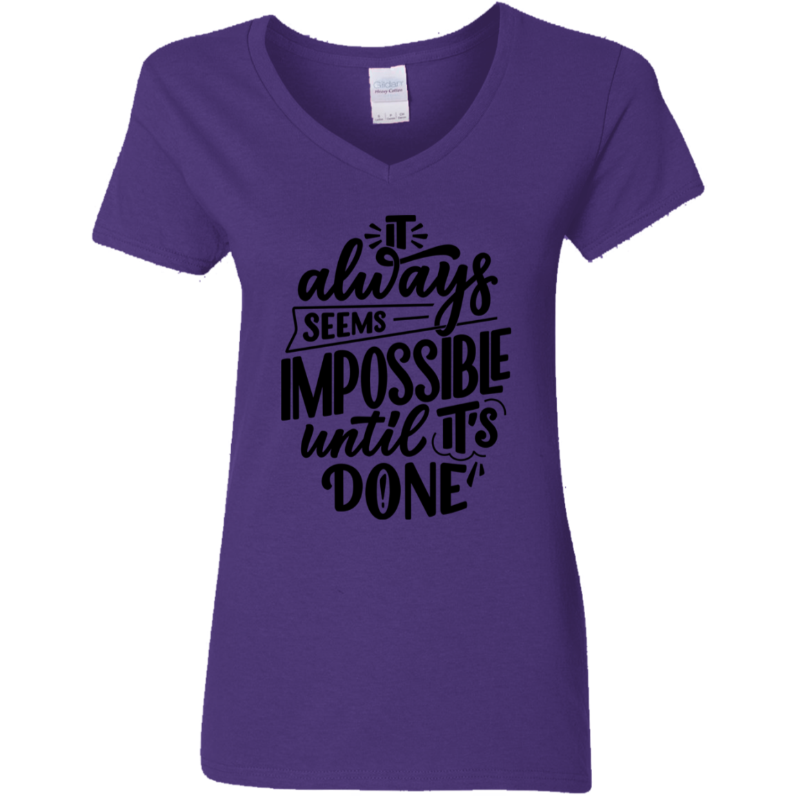 Until It's Done Black Detailed Ladies' 5.3 oz. V-Neck T-Shirt