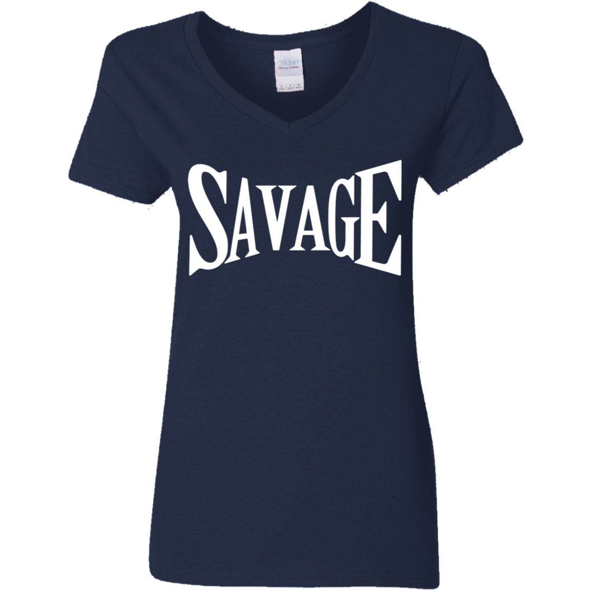 Savage White Detailed Ladies' 5.3 oz. V-Neck T-Shirt