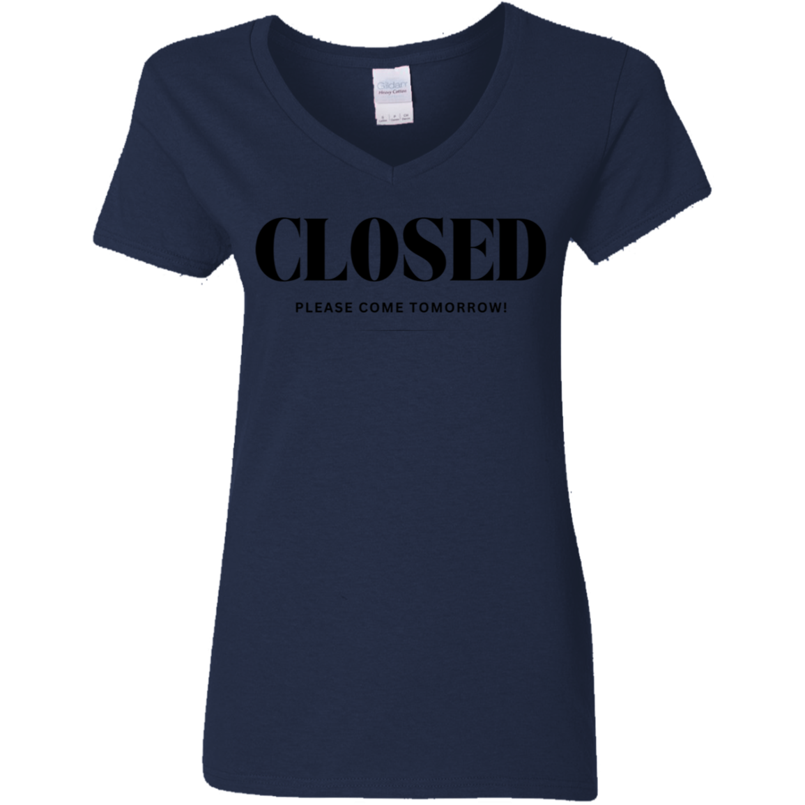 Closed Black Detail Ladies' 5.3 oz. V-Neck T-Shirt