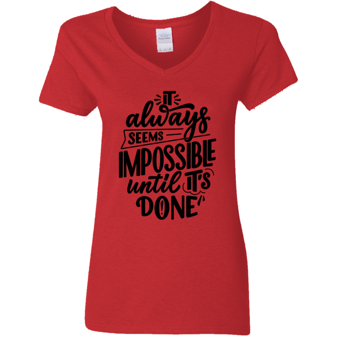 Until It's Done Black Detailed Ladies' 5.3 oz. V-Neck T-Shirt