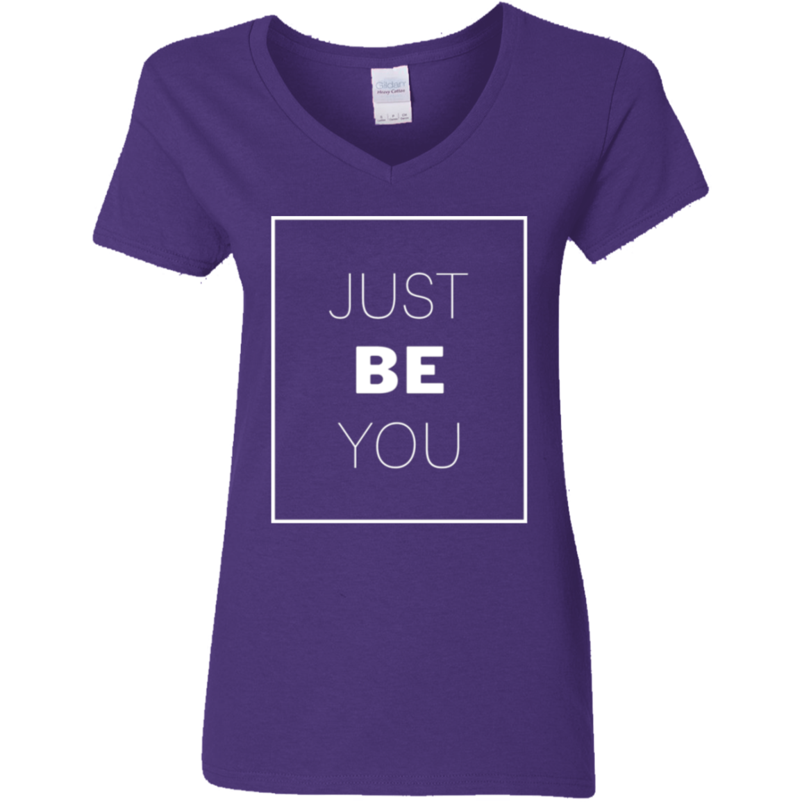 Just Be You White Detailed Ladies' 5.3 oz. V-Neck T-Shirt