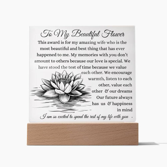 To My Beautiful Flower To My Wife Plaque