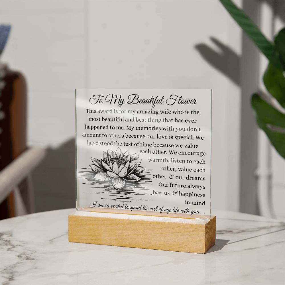 To My Beautiful Flower To My Wife Plaque