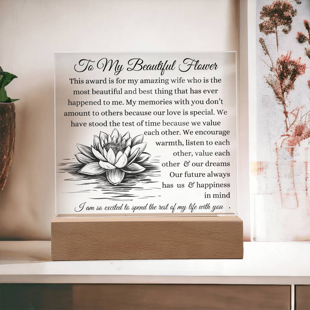 To My Beautiful Flower To My Wife Plaque