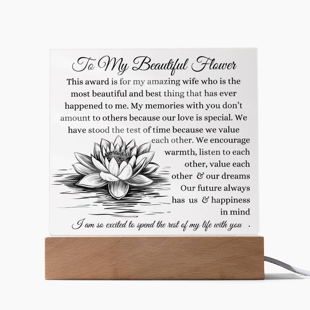 To My Beautiful Flower To My Wife Plaque